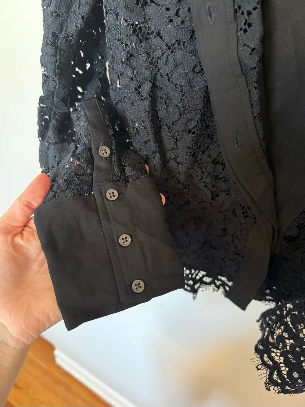 J. Crew Black Lace Button-Down Shirt